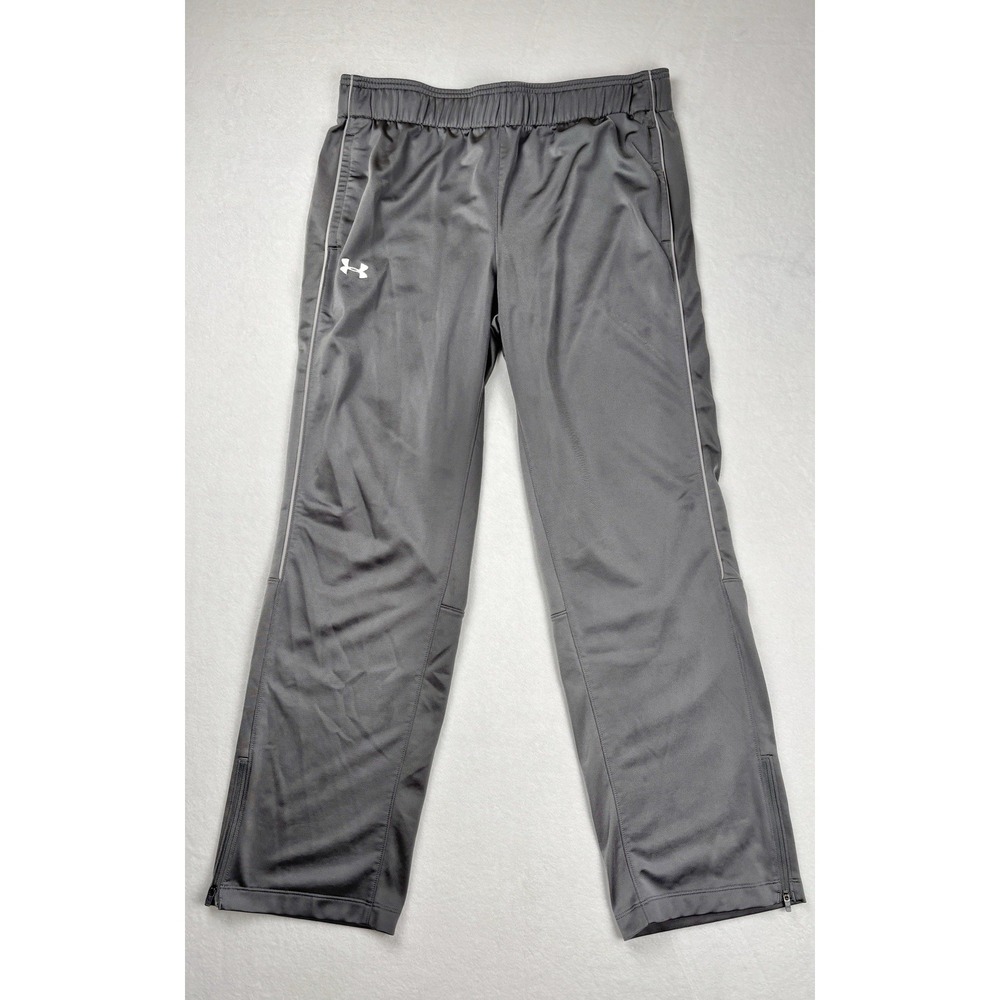 Under Armour Mens Track Pants Large Gray Loose Fit Athletic Joggers‎ Zip Ankle